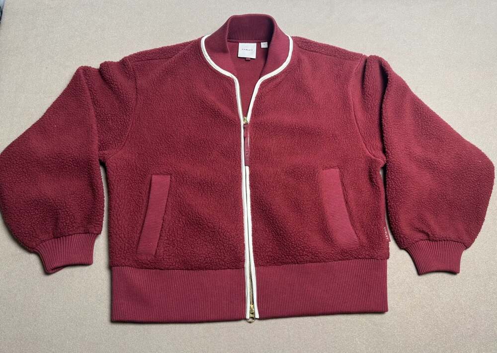 Varley Hansley Fleece Bomber Jacket in New Maroon